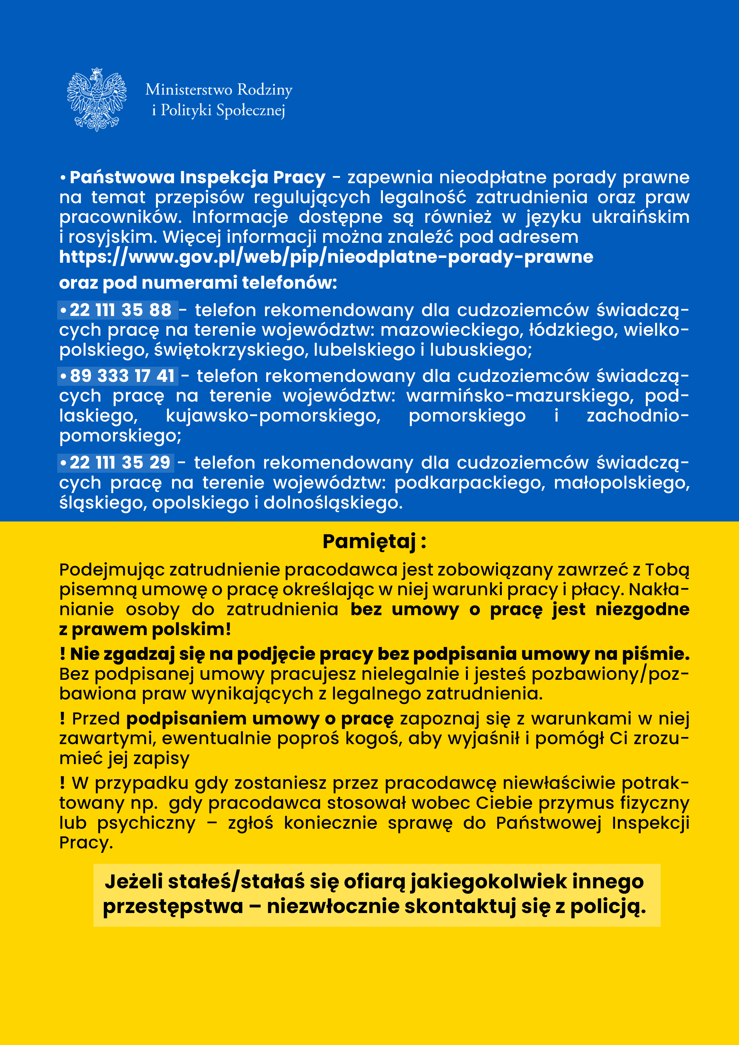 Ulotka Rady dla obywateli Ukrainy zainteresowanych podjęciem zatrudnienia w Polsce po polsku część 2